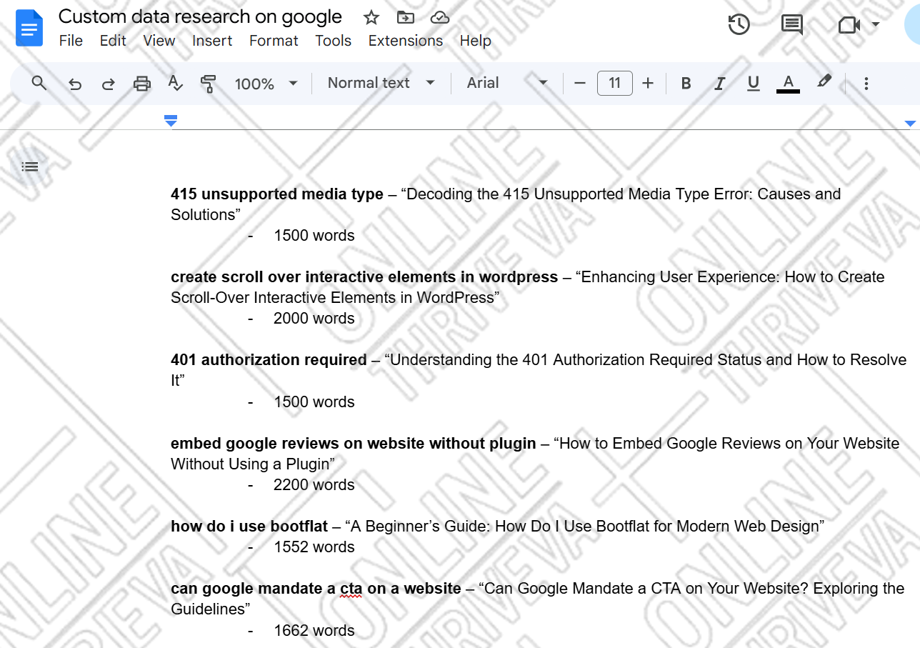 Custom data research