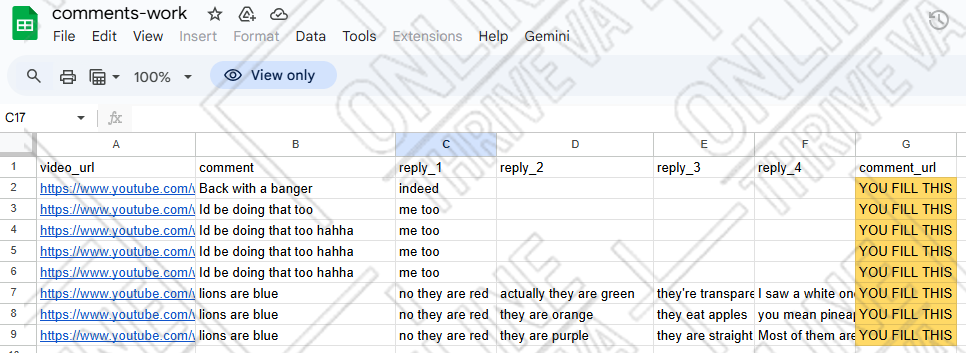 youtube comment work